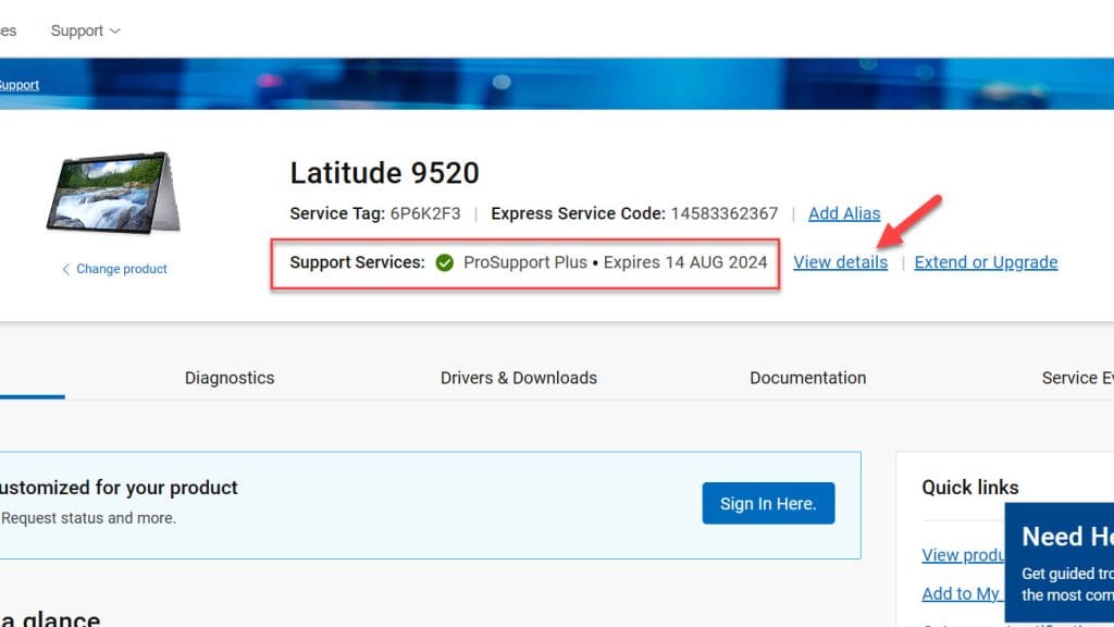 Thông tin bảo hành laptop Dell Latitude 9520 khi kiểm tra
